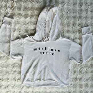 Michigan state college cropped white hoodie size medium worn once to a game